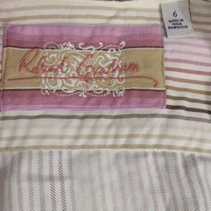 Robert Graham | Sz: 6 | Feminine Pastel & Earth Tones Stripe Blouse